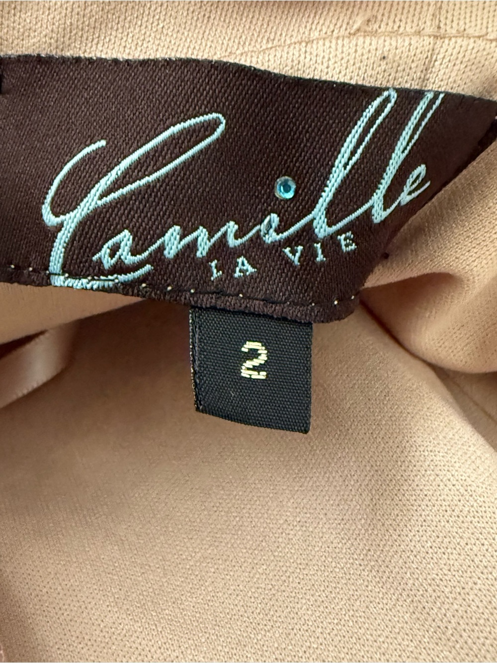Camille La Vie Gold Lace Embroidered Strapless Cocktail Dress Size 2 Nude Mini - Picture 6 of 6